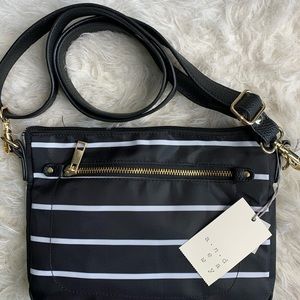 Black and while stripped crossbody purse